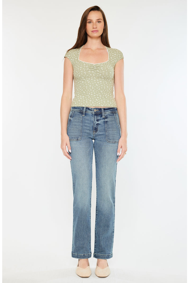 Rachelle Mid Rise Slim Straight Jeans, Main, color, Medium Wash