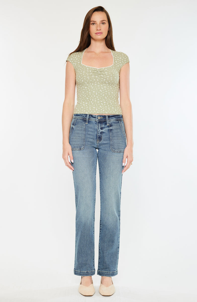 KanCan Rachelle Mid Rise Slim Straight Jeans, Main, color, Medium Wash