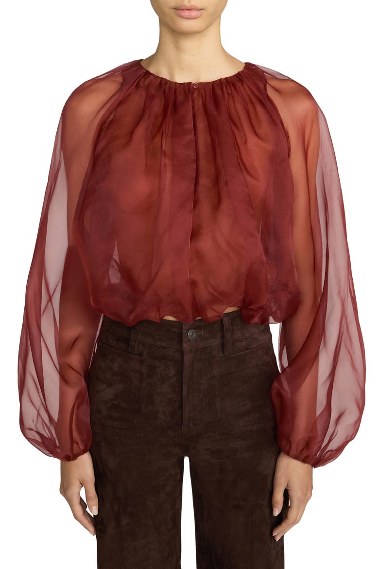 Sheer Silk Top, Main, color, PAPRIKA