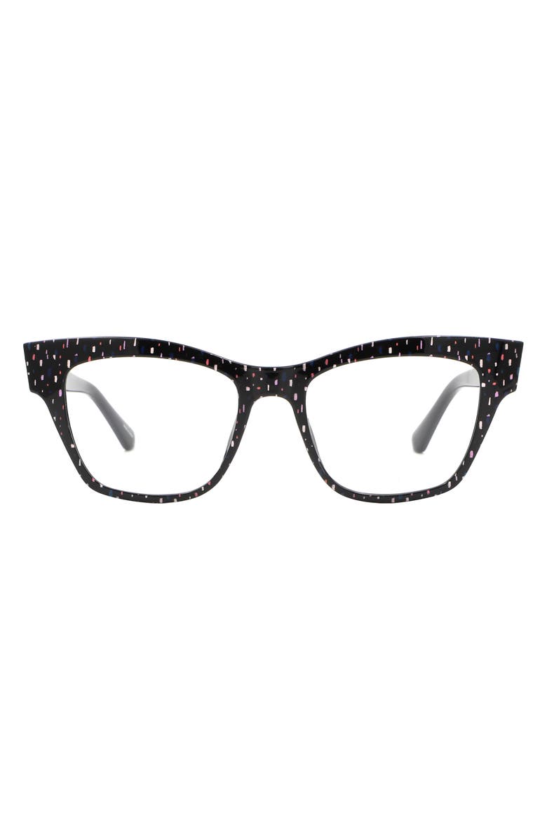 Kate Spade New York myno 50mm cat eye blue light blocking reading glasses, Main, color, Pattern Multicolor/ Blue As