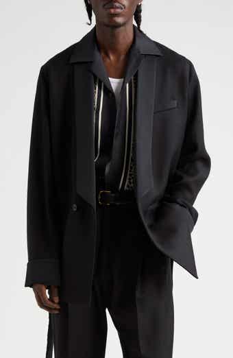 Belted Wool Blend Smoking Jacket