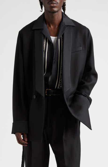 Belted Wool Blend Smoking Jacket