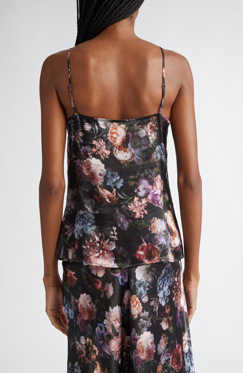 L'AGENCE Gabriella Print Silk Camisole, Alternate, color, Black Multi Vintage Oil Flower