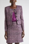 ST. JOHN Metallic Tape Tweed Crop Jacket