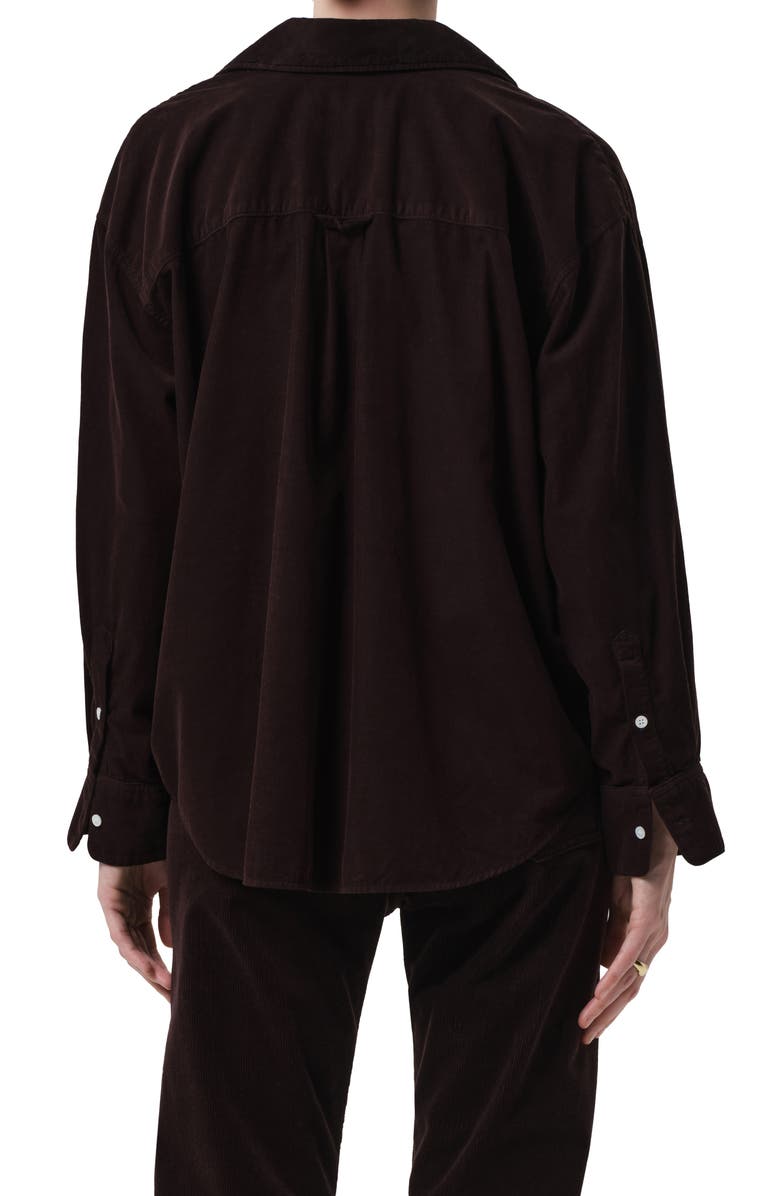 Citizens of Humanity Kayla Oversize Corduroy Button-Up Shirt, Alternate, color, Barrister Dark Brown