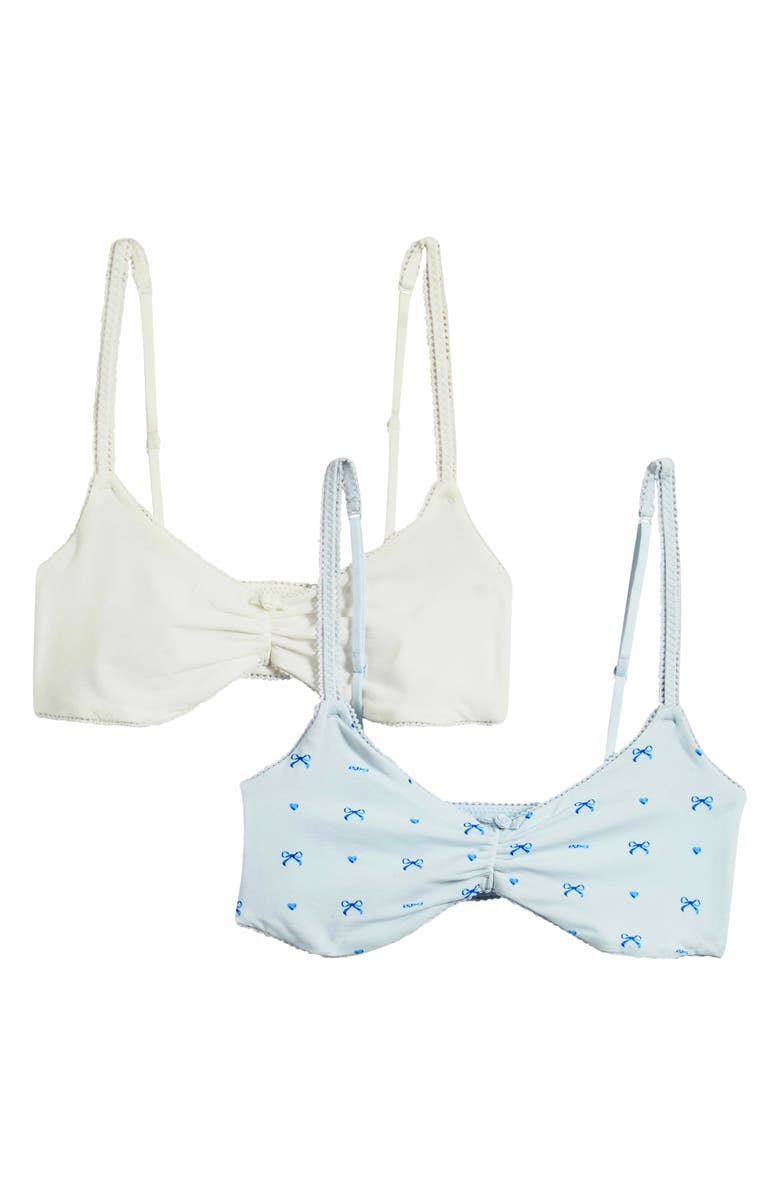 SKIMS 2-Pack Fits Everybody Picot Skimpy Scoop Bralettes, Alternate, color, Marble And Cloud Bow Print