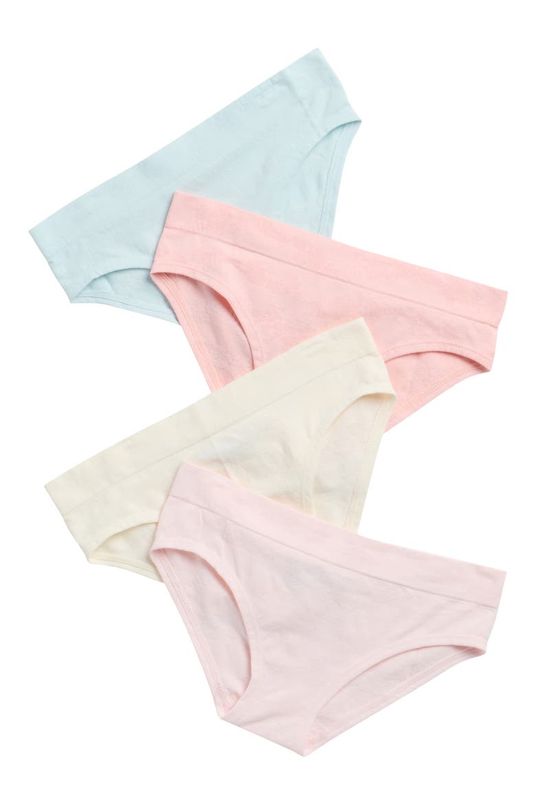 Kids' 4-Pack Bikini Briefs, Main, color, SEA SALT/ WHITE/ PINK/ SHELL
