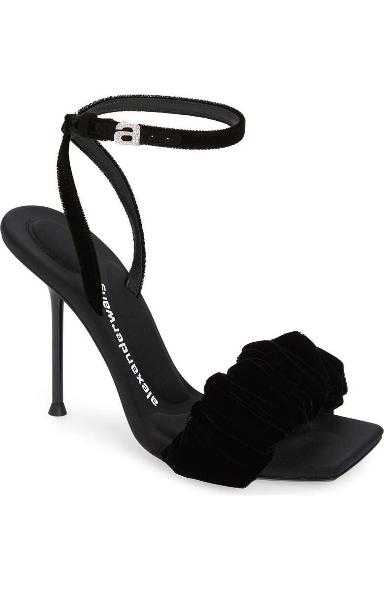 Alexander Wang Julie Scrunchie Strap Velvet Sandal, Main, color,