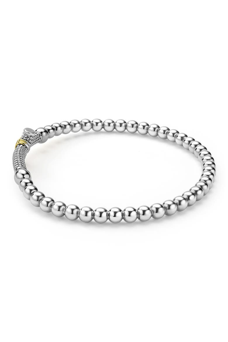 Two-Tone Caviar Cross Stretch Bracelet, Alternate, color, SS
