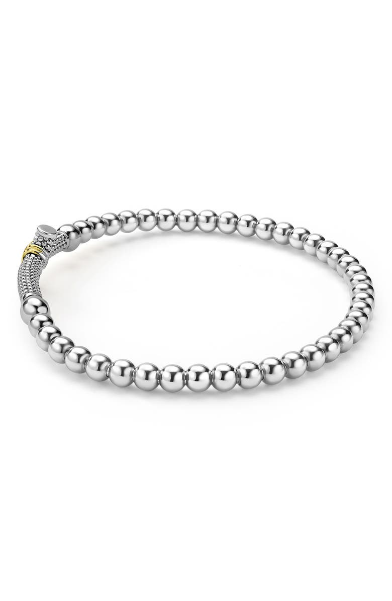 LAGOS Two-Tone Caviar Cross Stretch Bracelet, Alternate, color, Ss