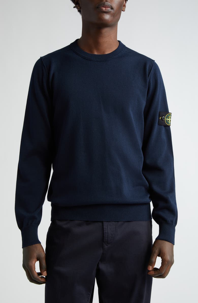 Stone Island Maglia Cotton Crewneck Sweater, Main, color, Navy Blue