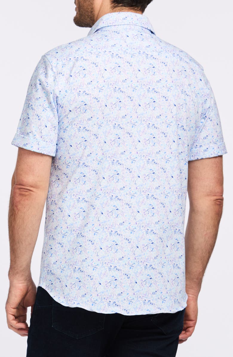 Robert Graham Short Sleeve Stretch Cotton Button-Up Shirt, Alternate, color, Blue