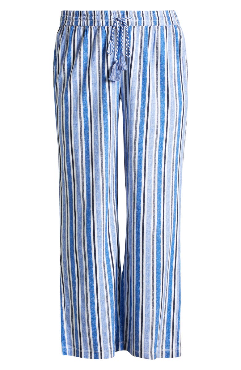 Liverpool Los Angeles Stripe Linen Blend Drawstring Wide Leg Pants, Alternate, color, 