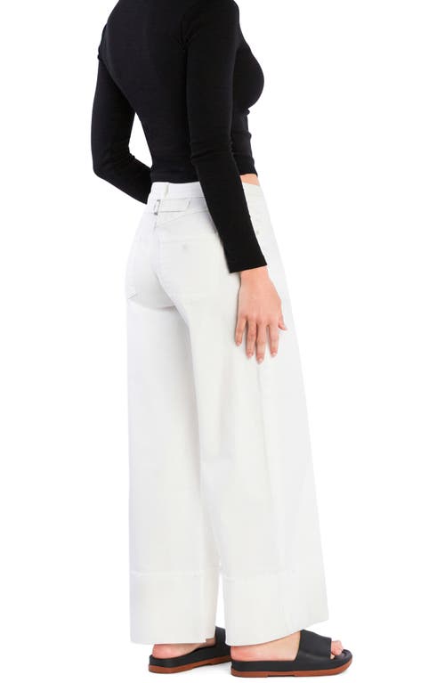 Wash Lab Denim Issy Cuffed Ankle Wide Leg Jeans In Stone White