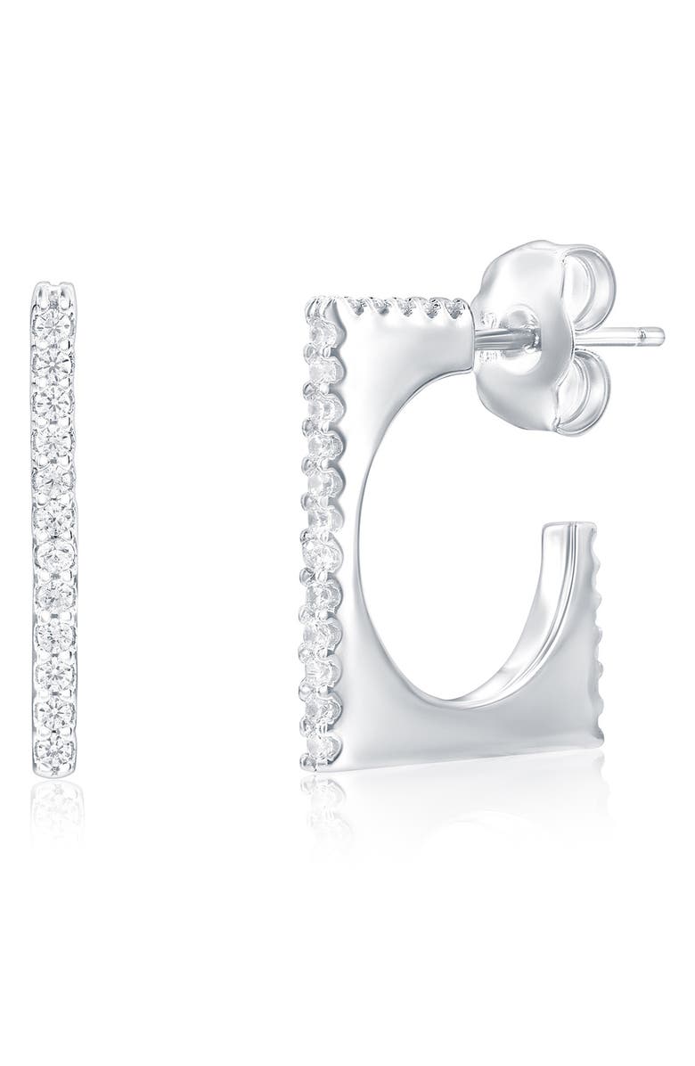 SUZY LEVIAN Cubic Zirconia Square Hoop Earrings, Main, color, White