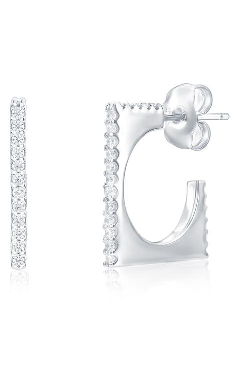 Cubic Zirconia Square Hoop Earrings