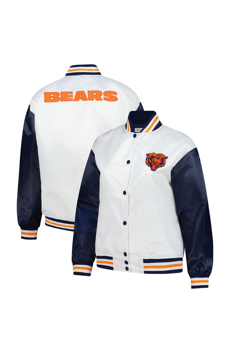 Mitchell & Ness Women's Mitchell & Ness White Chicago Bears Plus Size Full-Snap Satin Jacket, Main, color, White