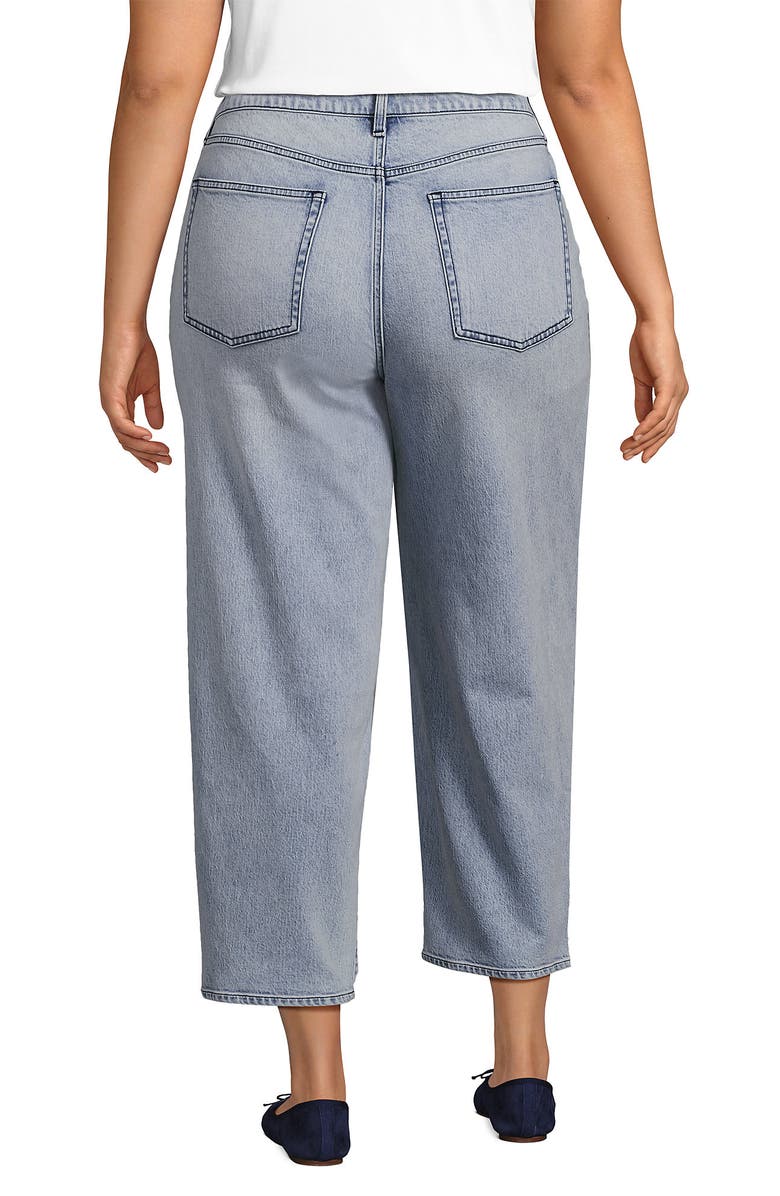 Lands' End Soft Denim Mid Rise Relaxed Straight Crop Jeans, Alternate, color, Harlow Blue Wash