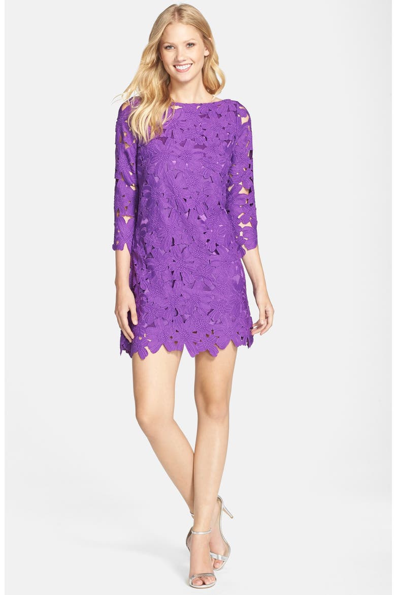 Belza Floral Lace Shift Dress (Nordstrom Exclusive), Alternate, color, AMARANTH PURPLE
