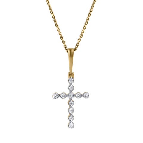 Auralisse Cross 14K Gold Diamond Pendant - 0.3 Ct
