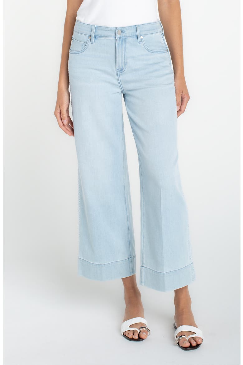 Stride Embroidered High Waist Crop Wide Leg Jeans, Main, color, MARINE FLOWERS