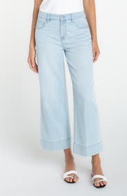 Liverpool Los Angeles Stride Embroidered High Waist Crop Wide Leg Jeans