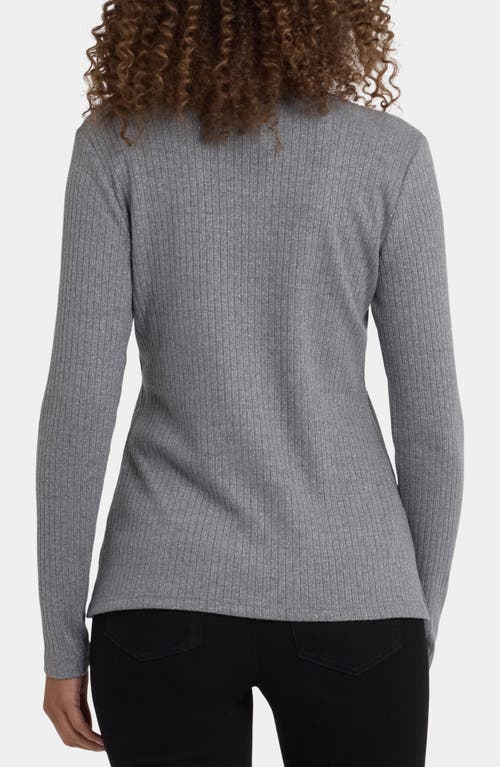 Nydj Metallic Rib Henley Top In Gray