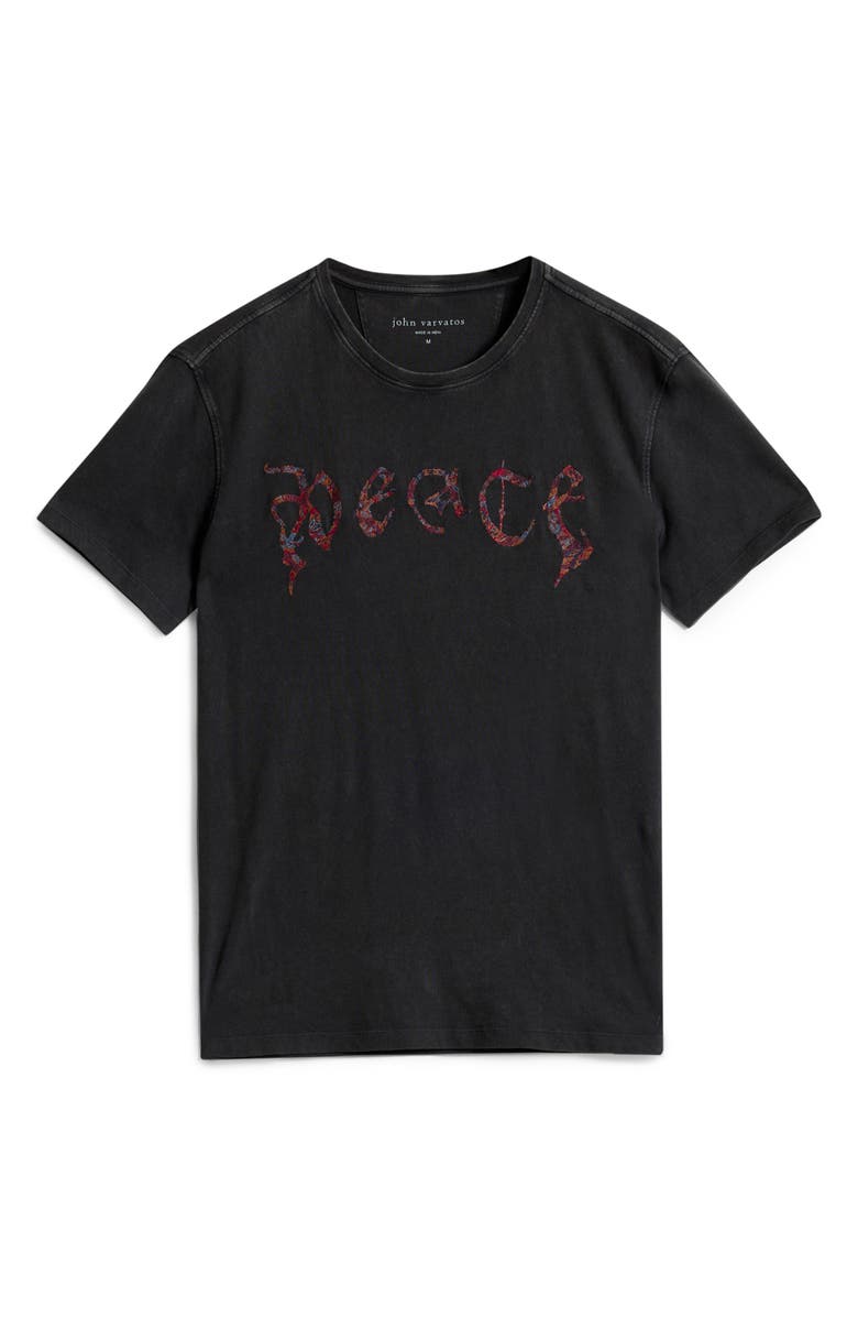 John Varvatos Peace Embroidered Organic Cotton T-Shirt, Alternate, color, 