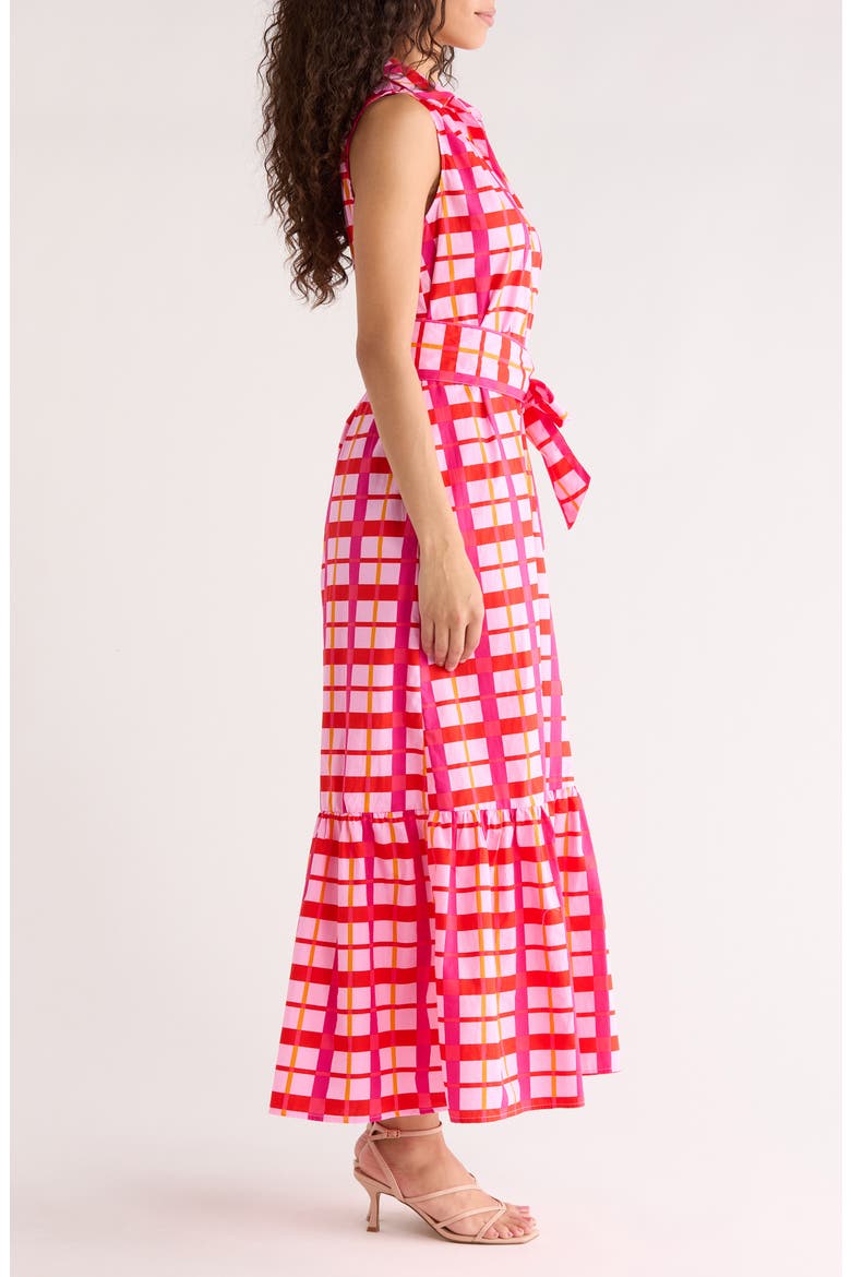 Darvy Plaid Sleeveless Dress, Alternate, color, PINKS-ORANGE