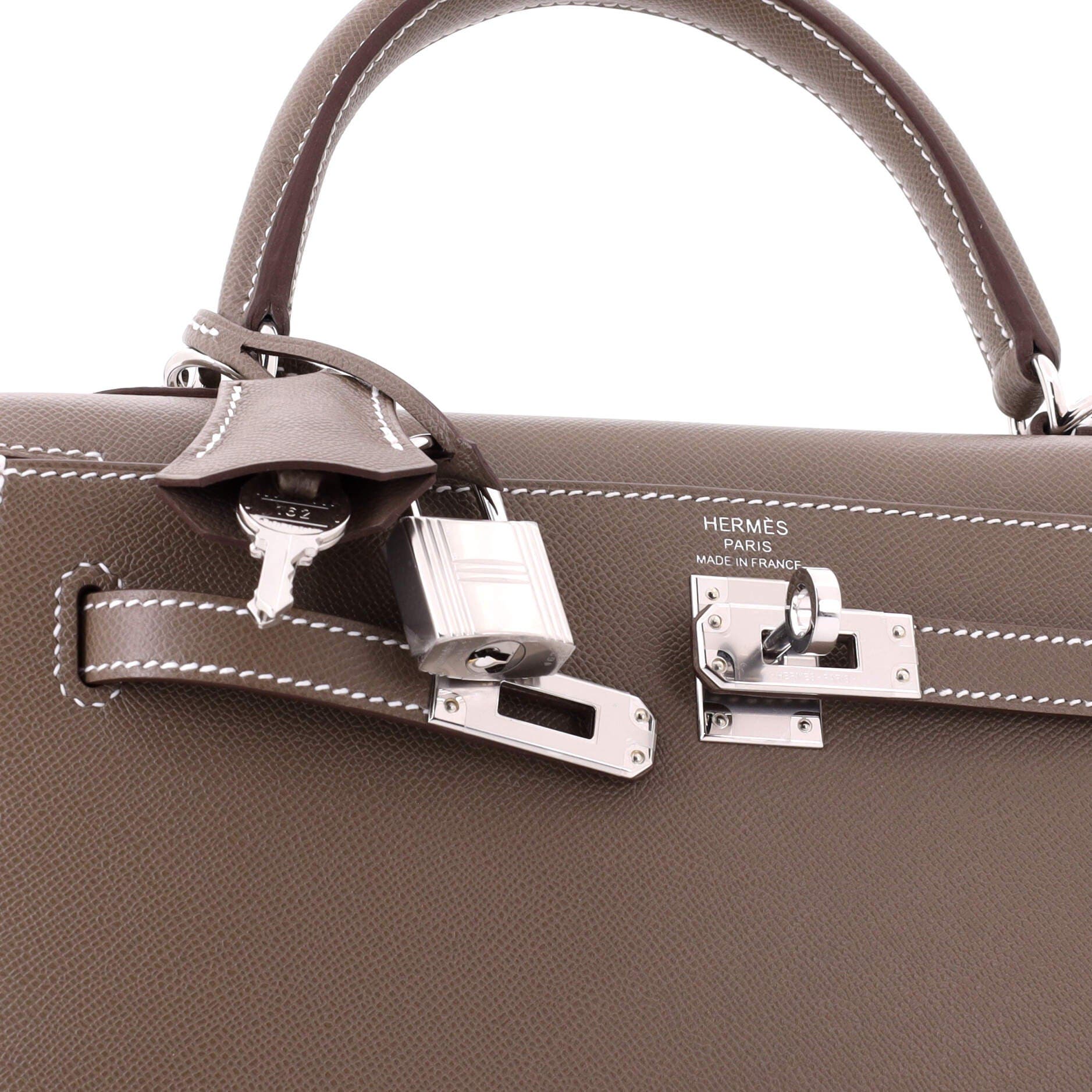 Kelly Handbag Grey Madame with Palladium Hardware 25, Alternate, color, Etoupe