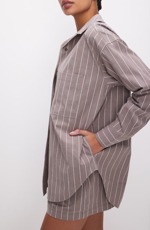 GOOD AMERICAN GOOD AMERICAN OVERSIZE STRIPE STRETCH COTTON POPLIN BUTTON-UP SHIRT