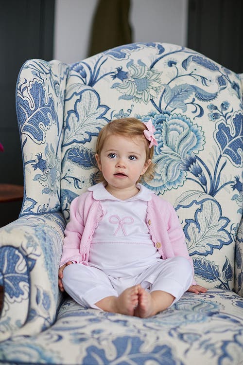 Little English Kids' Crochet Playsuit In Pink Bow