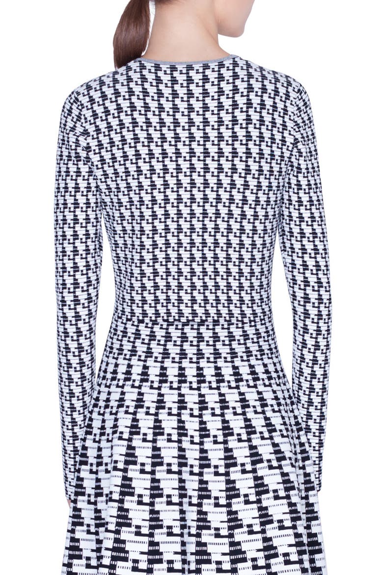 Soundboard Pattern Crop Cardigan, Alternate, color, BLACK/ CREAM