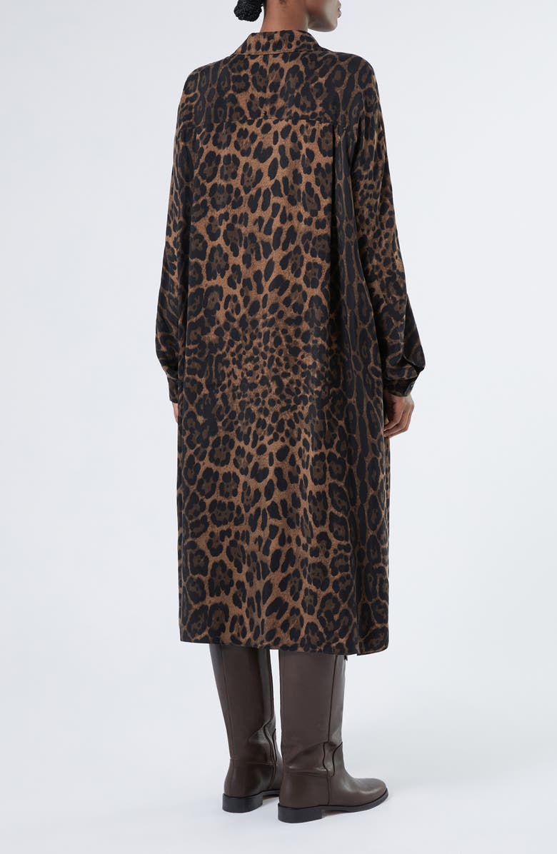 Marina Rinaldi Falasco Leopard Print Long Sleeve Shirtdress, Alternate, color, Black