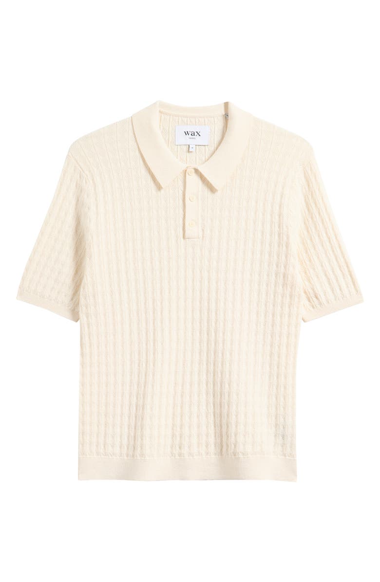 Wax London Naples Rib Cotton & Cashmere Polo Sweater, Alternate, color, Ecru