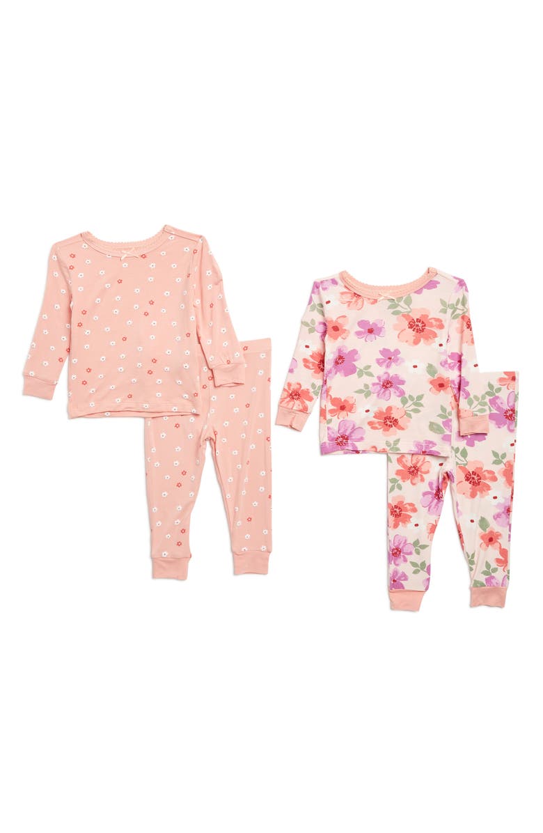 Little Me Assorted 2-Pack Floral Two-Piece Pajamas, Main, color, 