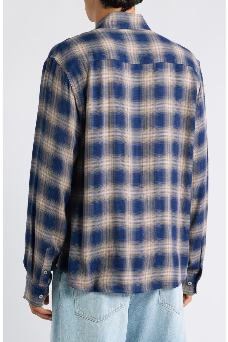 Mirabelle Plaid Rayon Shirt, Alternate, color, NAVY