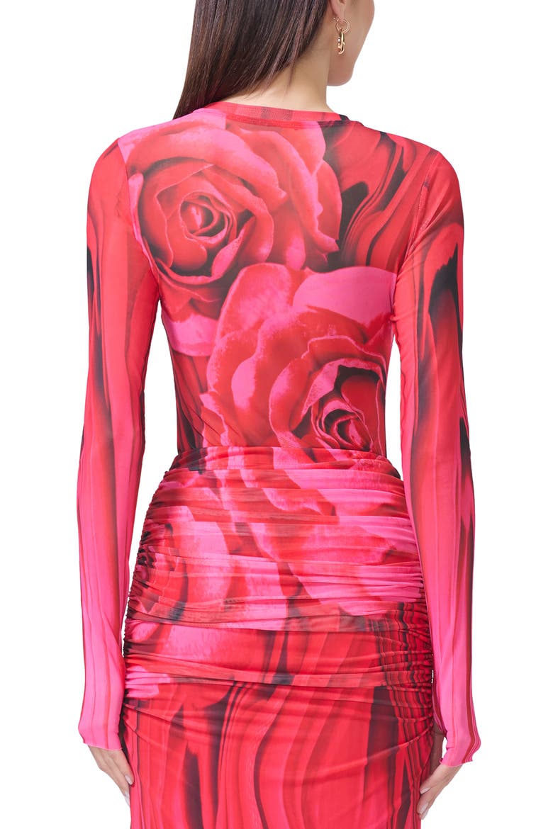 Kaylee Print Sheer Mesh Top, Alternate, color, ORGANIC ROSE