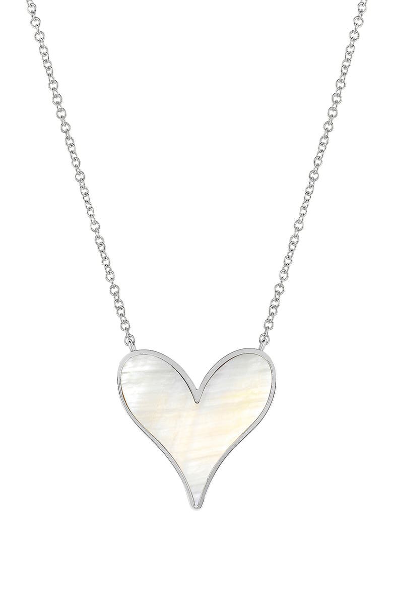 Love Sterling Silver & Mother-of-Pearl 15mm Pendant Necklace, Main, color, STERLING SILVER