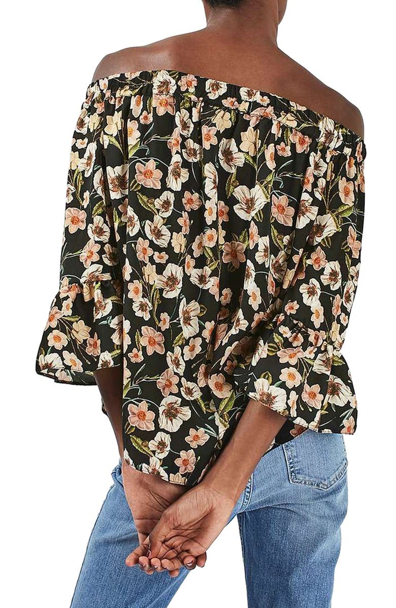 Topshop Floral Off the Shoulder Top, Alternate, color,