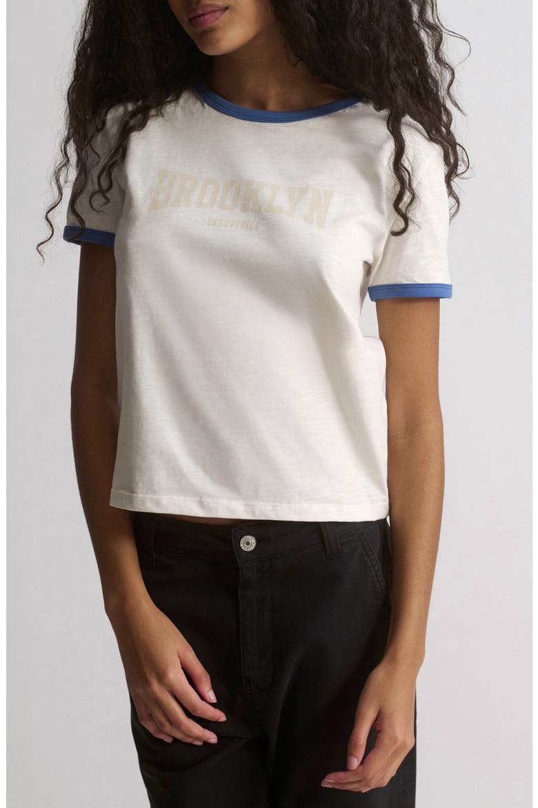 Brooklyn Slim Fit Cotton Slub Graphic T-Shirt, Main, color, ANTIQUE WHITE