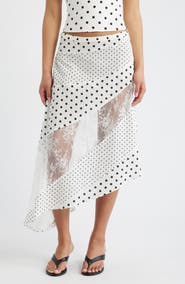 Princess Polly Rennar Mixed Polka Dot Asymmetric Skirt
