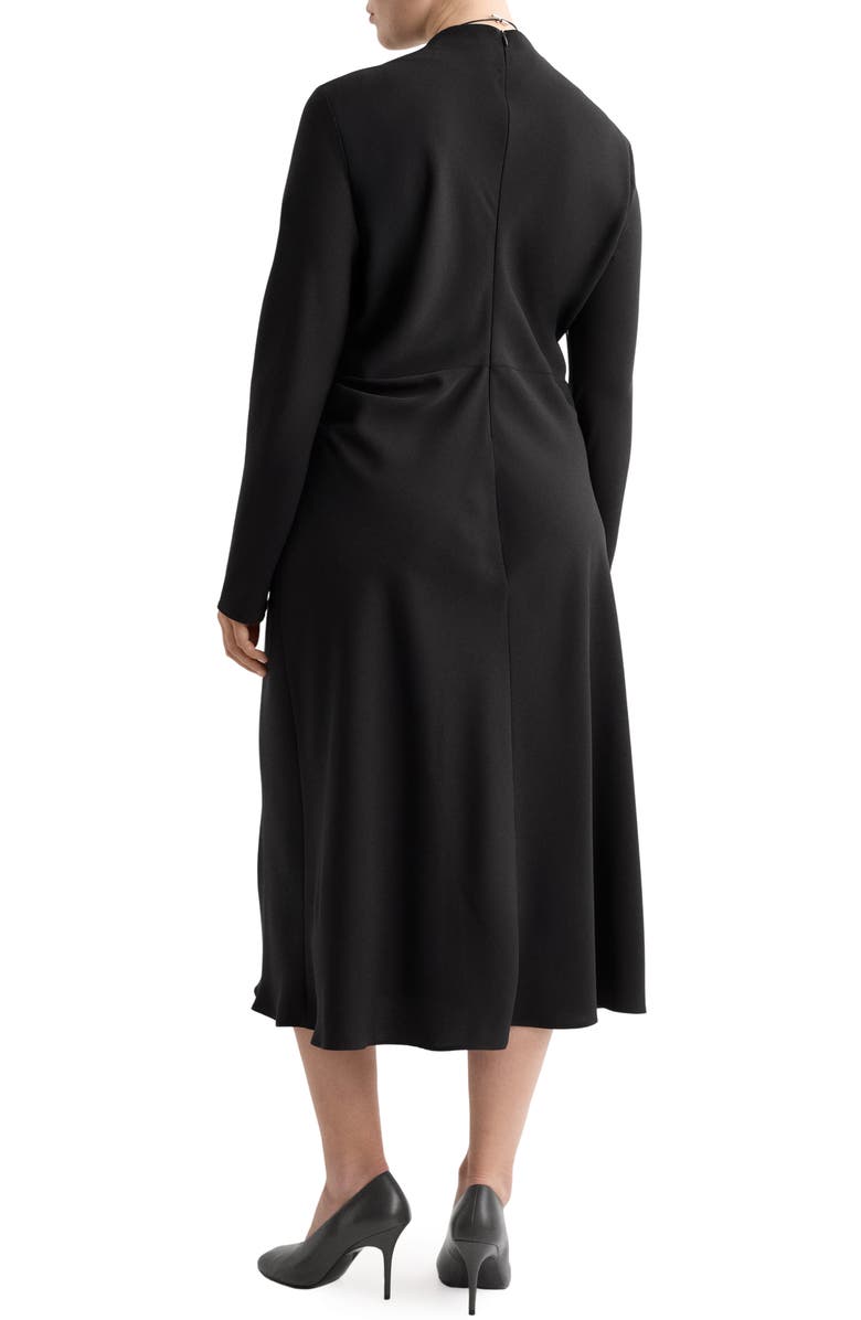 MANGO Ruched Long Sleeve Midi Dress, Alternate, color, 