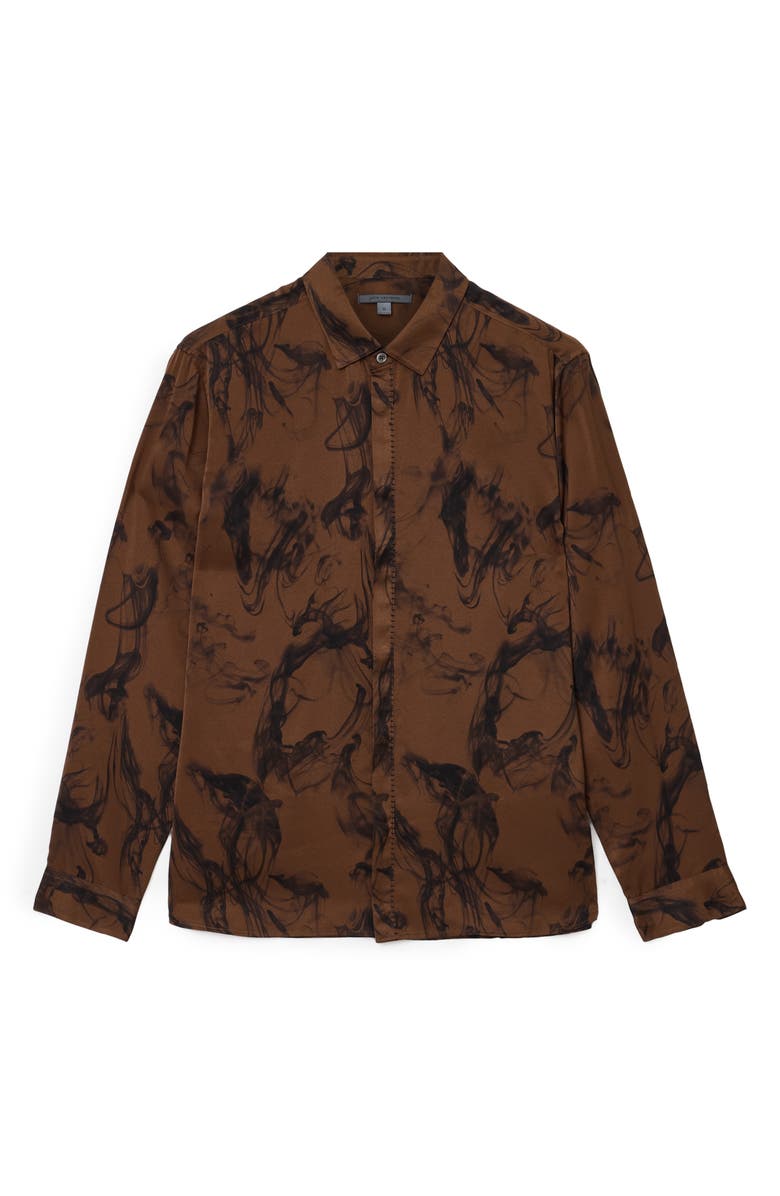 John Varvatos Smoke Print Button-Up Shirt, Alternate, color, Light Chocolate