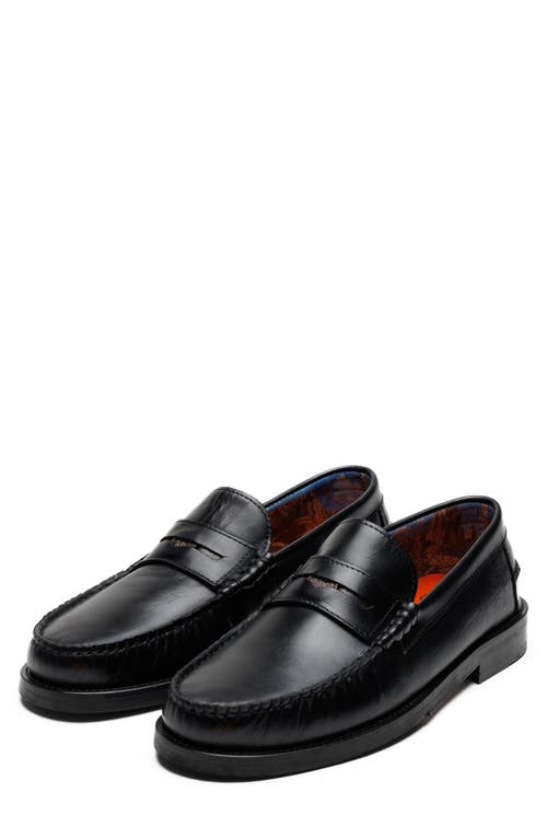 Naked Wolfe Riviera Penny Loafer In Black-snuff Leather