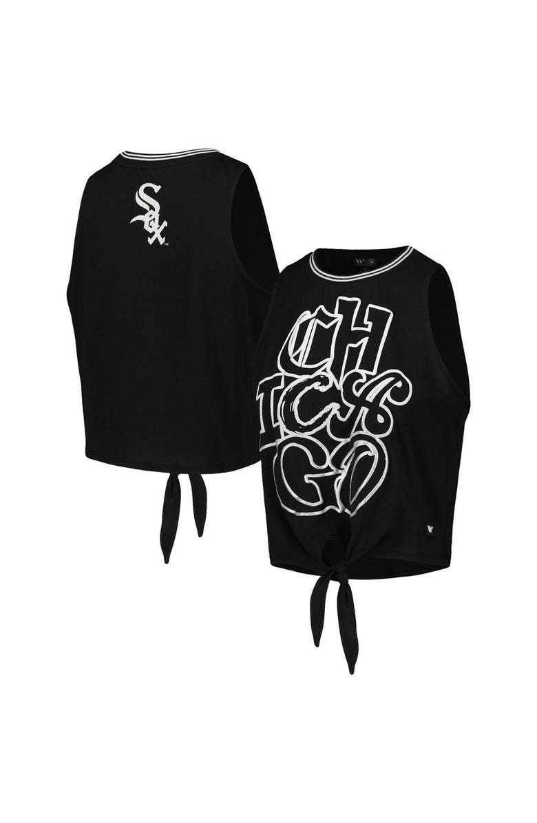 THE WILD COLLECTIVE Women's The Wild Collective Black Chicago White Sox Twisted Tie Front Tank Top, Main, color, Black