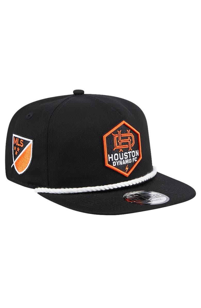 New Era Men's New Era Black Houston Dynamo FC 2024 Kick Off Collection Golfer Snapback Hat, Main, color, 