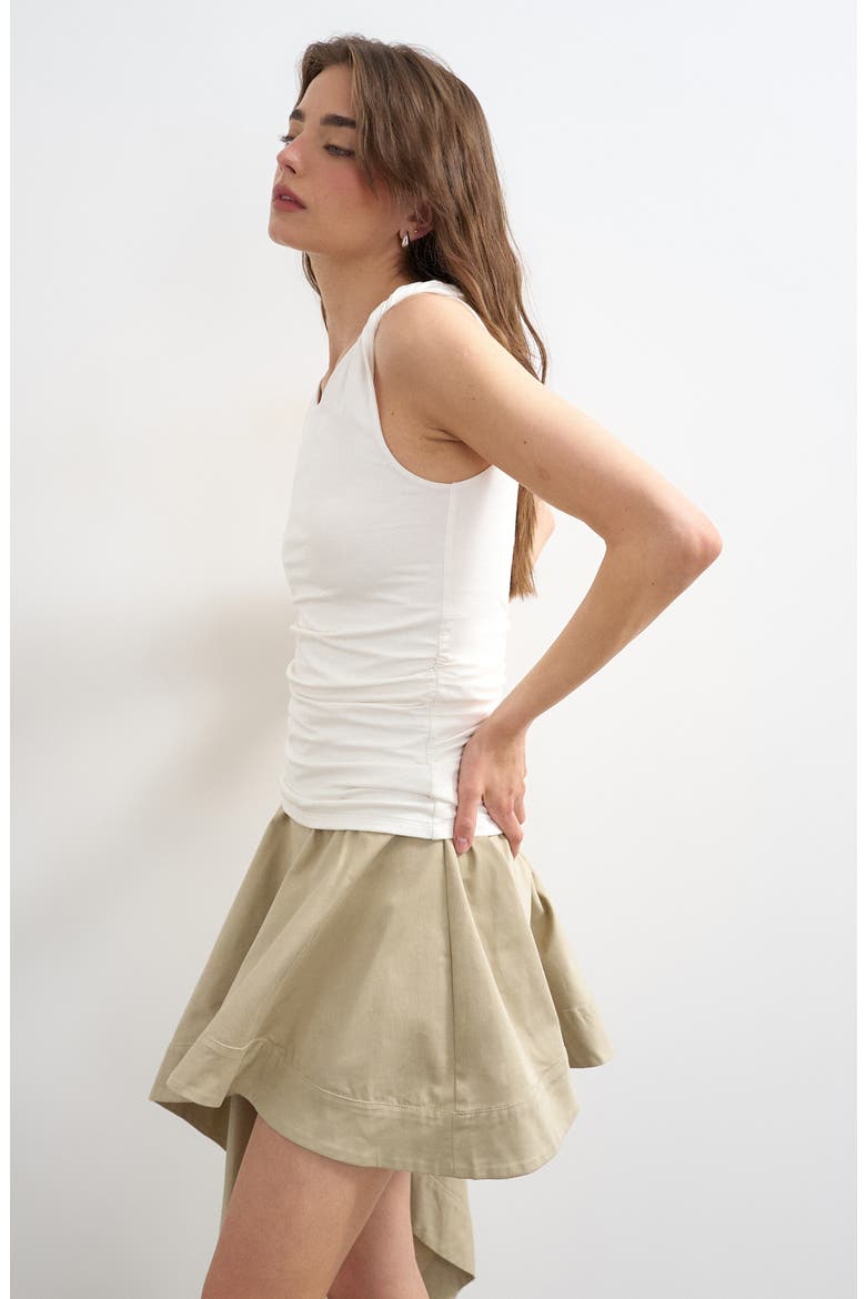 Twist Shoulder Side Ruched Tank, Alternate, color, IVORY