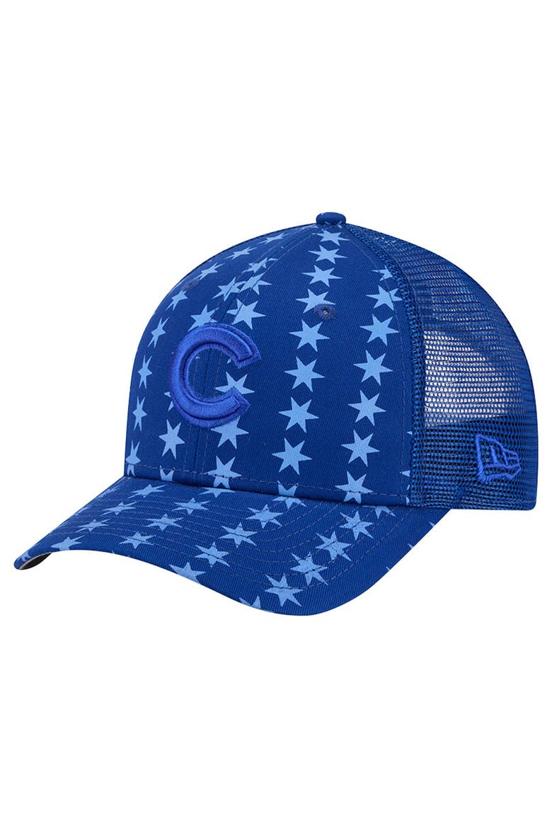 Men's New Era Blue Chicago Cubs Tonal Icon 9FORTY Adjustable Trucker Hat, Main, color, Blue
