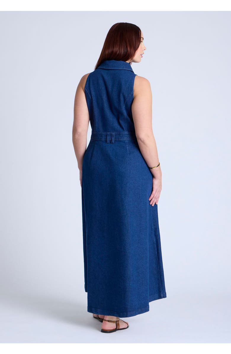 ELOQUII Sleeveless Denim Midi Dress, Alternate, color, Medium Wash